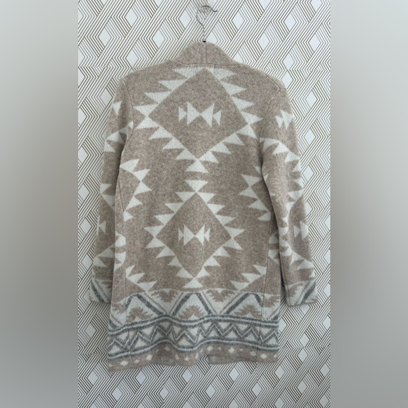 Frye Women's Western Geometric Cardigan, Tan/White, Size Small - Picture 3 of 4